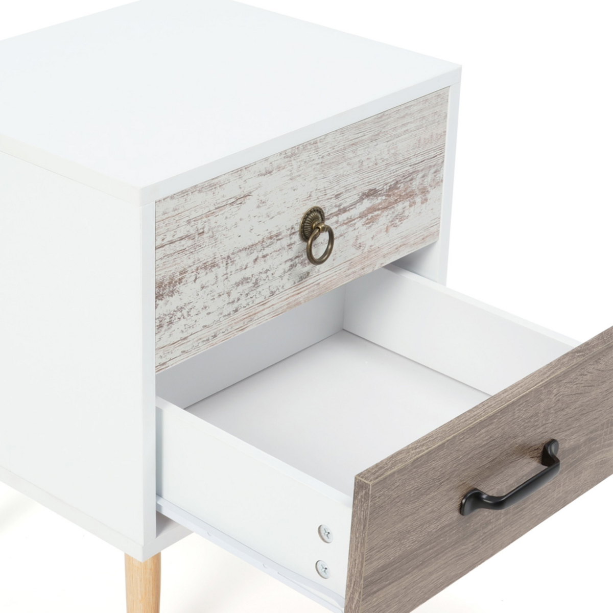 ID MARKET Lot de 2 tables de chevet BAHIA 2 tiroirs scandinave