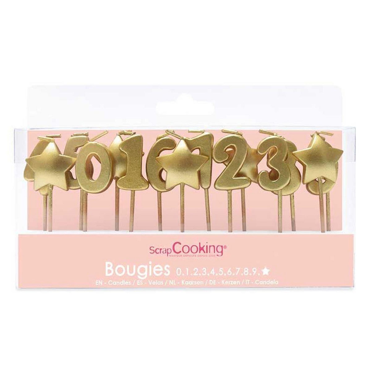 SCRAPCOOKING 30 bougies d'anniversaire étoiles dorées