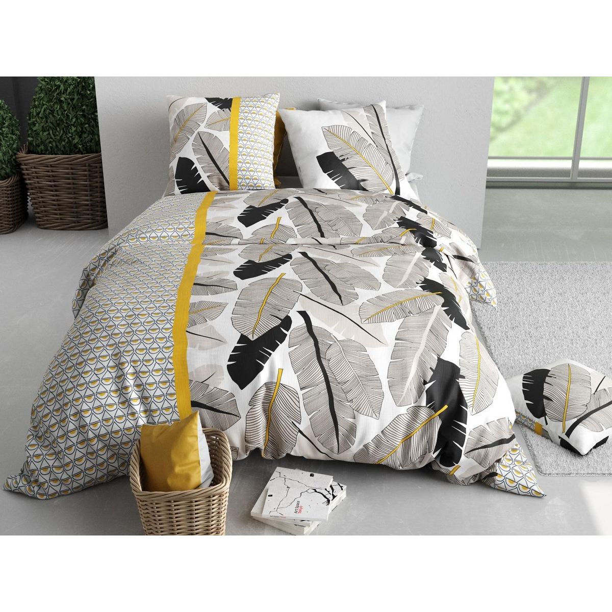 ATELIER DU COTON Parure Housse De Couette 100% Coton 57fils Palmora