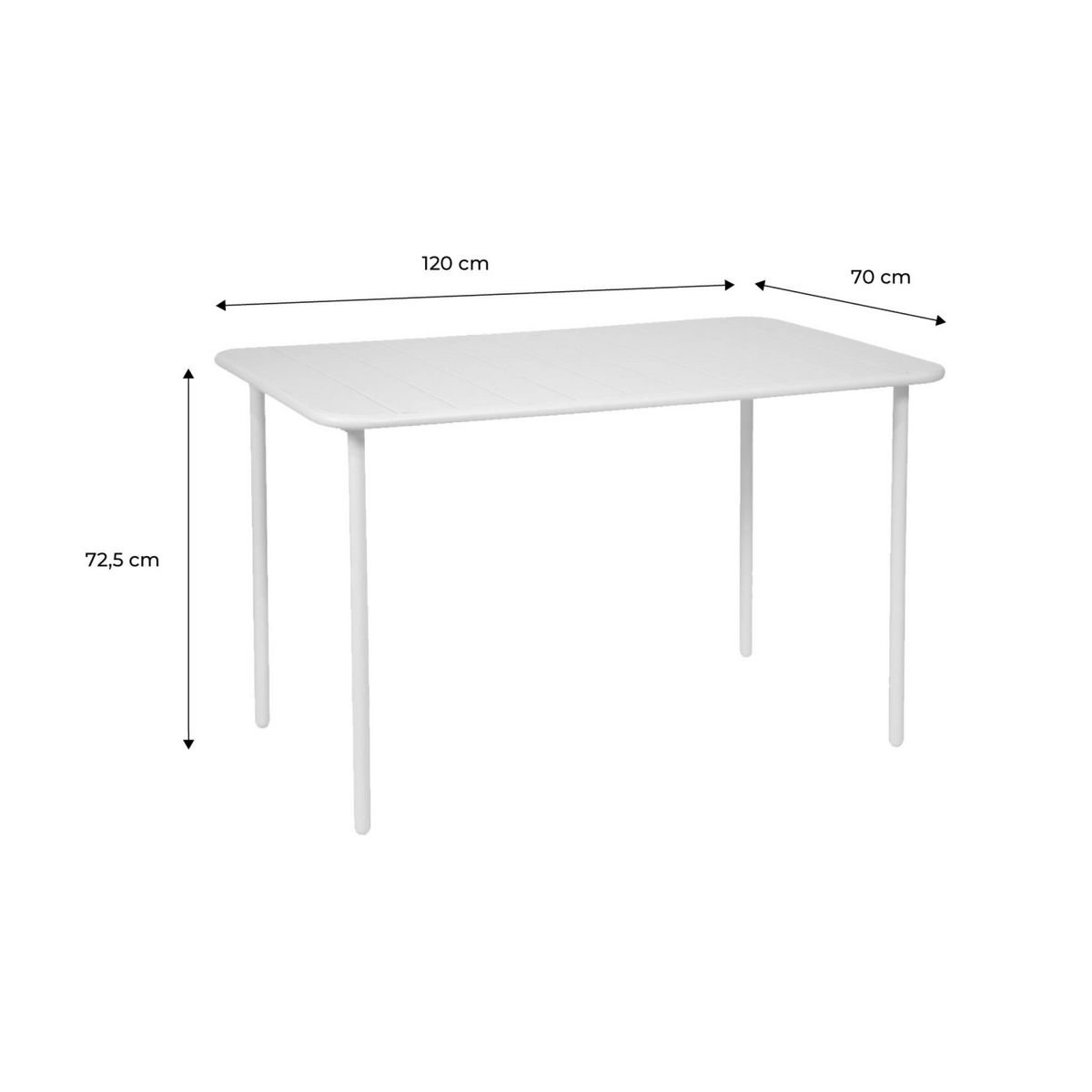 SWEEEK Table de jardin métal 4 places, Amelia L 120 x 70 x 72,5cm