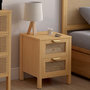 Voir la diapositive 2 : ID MARKET Lot de 2 tables de chevet EDHEN 2 tiroirs cannage et bois
