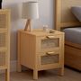 Voir la diapositive 2 : ID MARKET Lot de 2 tables de chevet EDHEN 2 tiroirs cannage et bois