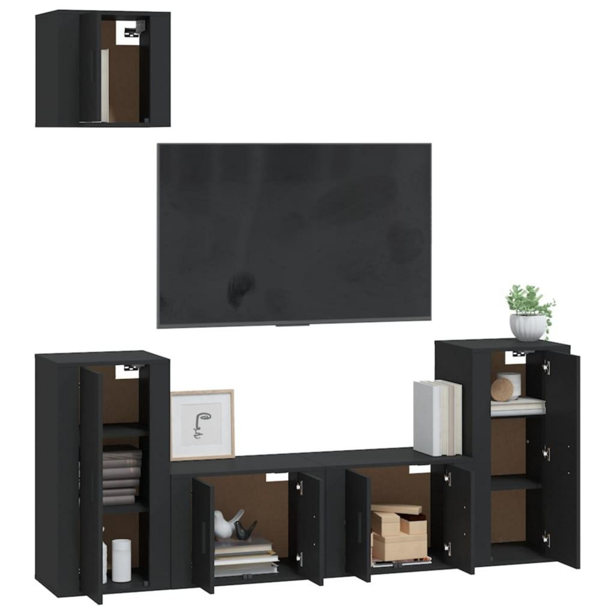 VIDAXL Ensemble de meubles TV 5 pcs Noir Bois d'ingenierie