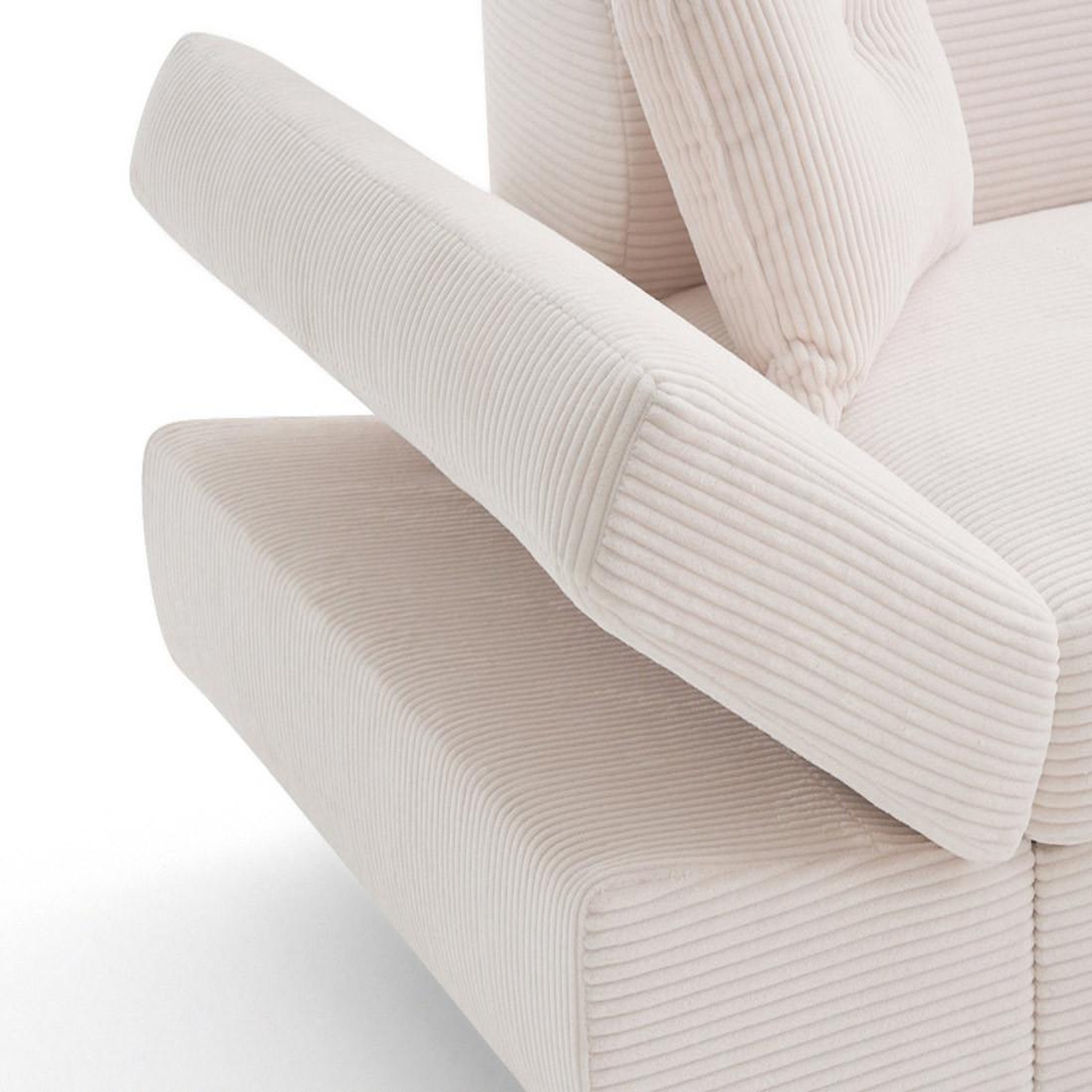 Voir la diapositive 4 : BEST MOBILIER Lisbona - canapé d'angle droit 5 places convertible avec têtières en velours côtelé
