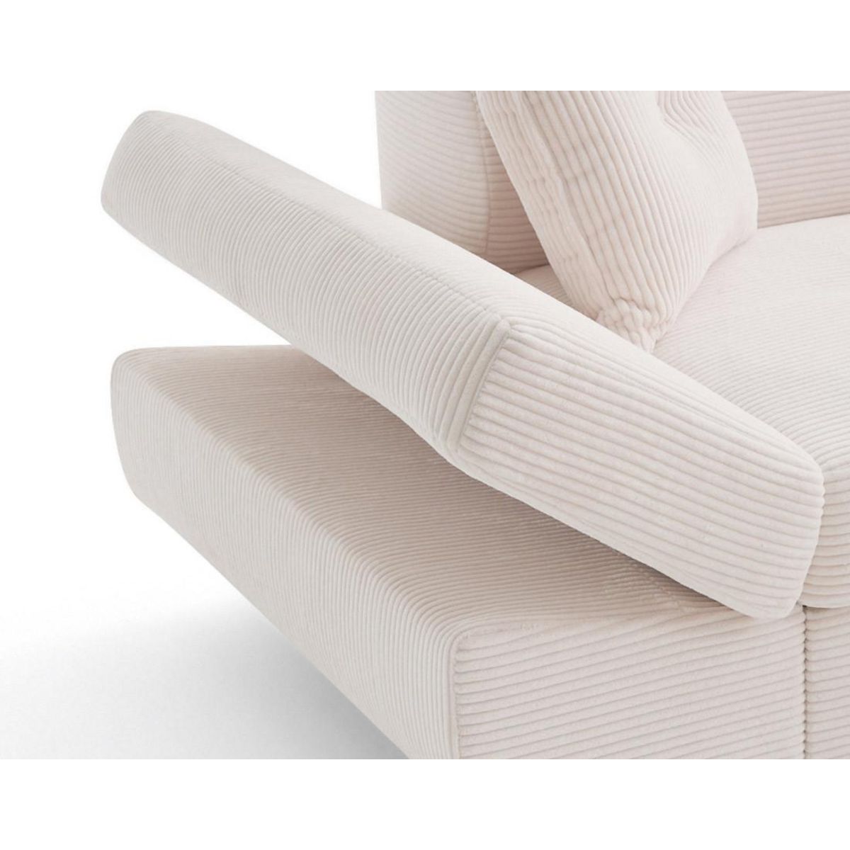 BEST MOBILIER Lisbona - canapé d'angle droit 5 places convertible avec têtières en velours côtelé