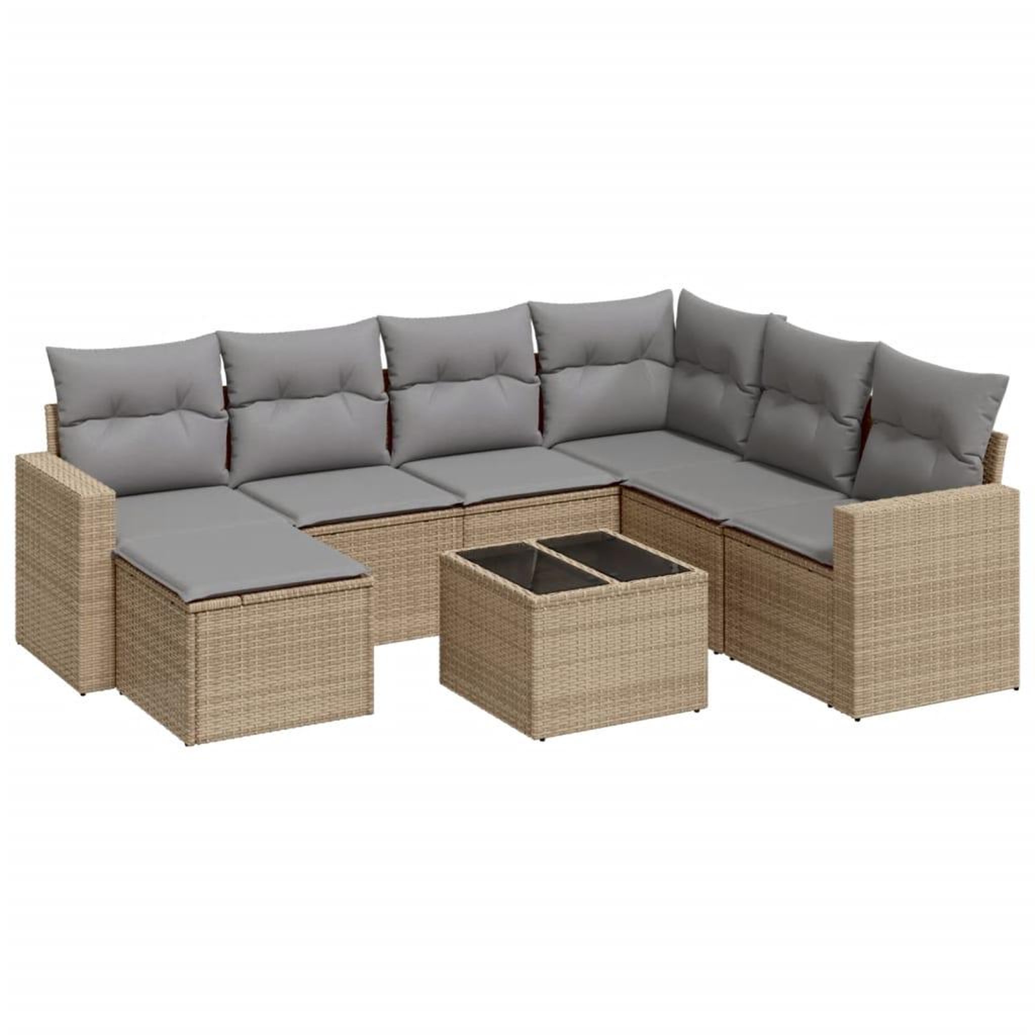 Voir la diapositive 2 : VIDAXL Salon de jardin avec coussins 8 pcs beige resine tressee