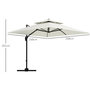 Voir la diapositive 3 : OUTSUNNY Parasol déporté carré double toit inclinable pivotant manivelle lestage inclus acier polyester écru