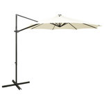 VIDAXL Parasol de jardin en porte-a-faux et mat et lumieres LED sable