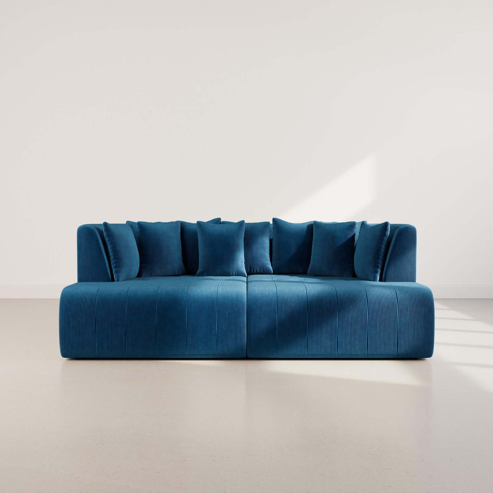 Voir la diapositive 2 : LISA DESIGN Onyx - canapé droit 4 places avec double méridienne - assise profonde - en velours côtelé