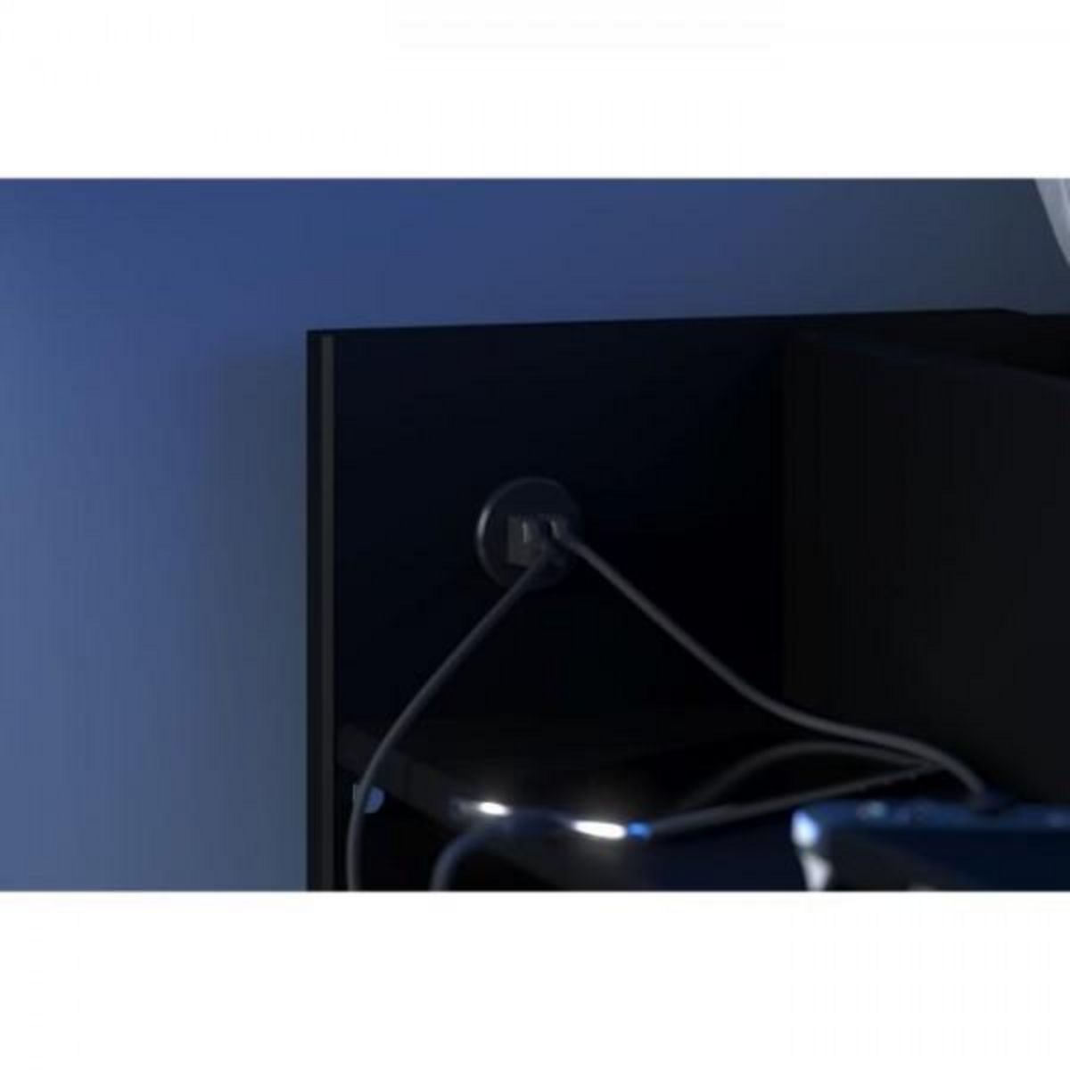 PARISOT Lit mezzanine combiné enfant LED Gamer ONLINE - 90 x 200 cm - Noir mat - Sommier inclus - PARISOT