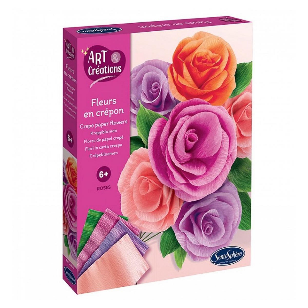 Sentosphere Fleurs en crepon - Roses - Art et creations