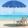 Voir la diapositive 2 : OUTSUNNY Parasol inclinable rond Ø 220 cm tissu polyester haute densité anti-UV mât démontable alu sac de transport inclus bleu