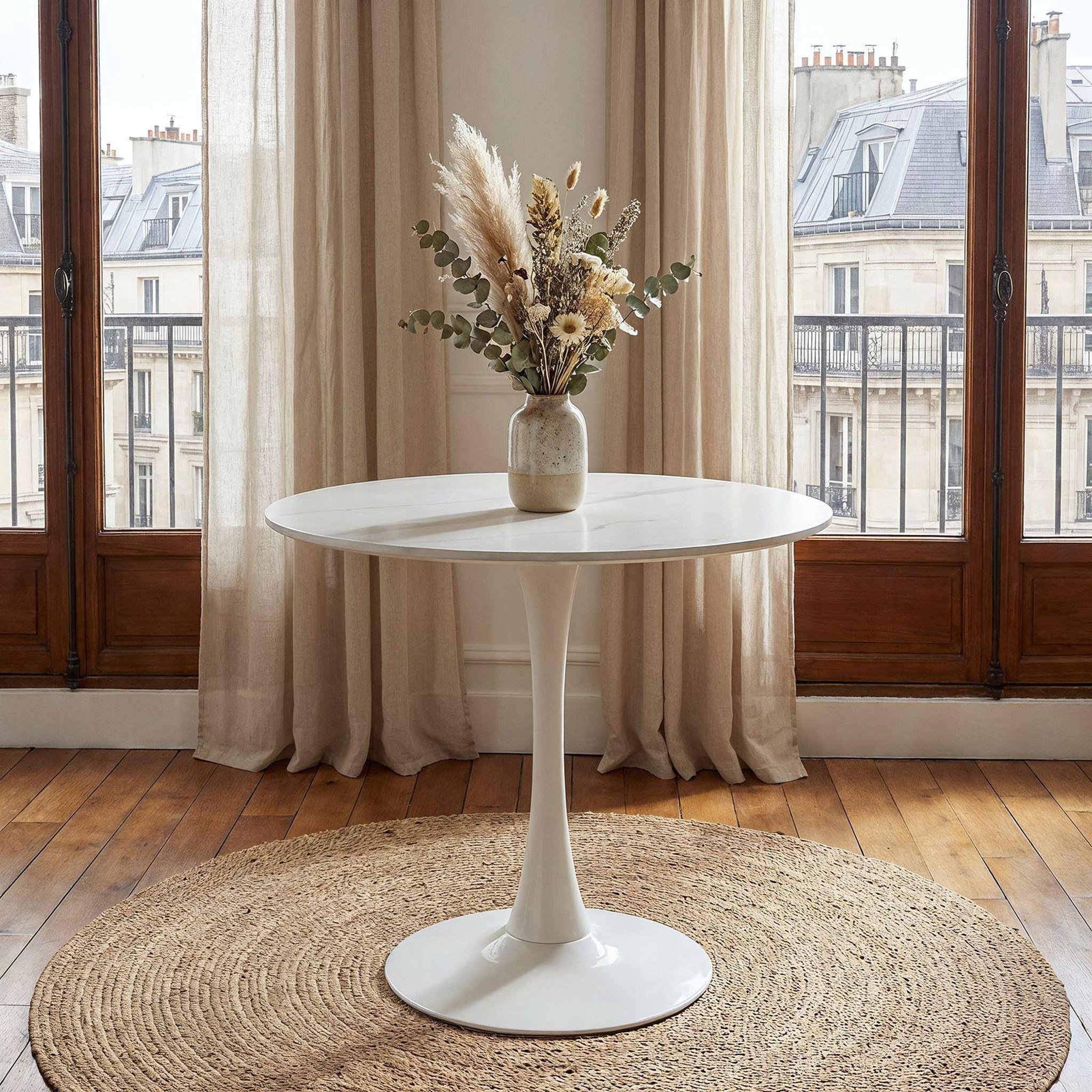 Voir la diapositive 2 : IDIMEX Table à manger ronde loire ø 80 cm en céramique