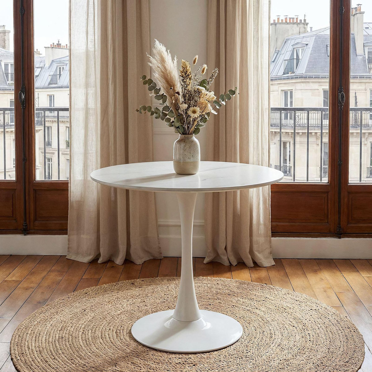 IDIMEX Table à manger ronde LOIRE Ø 80 cm en céramique