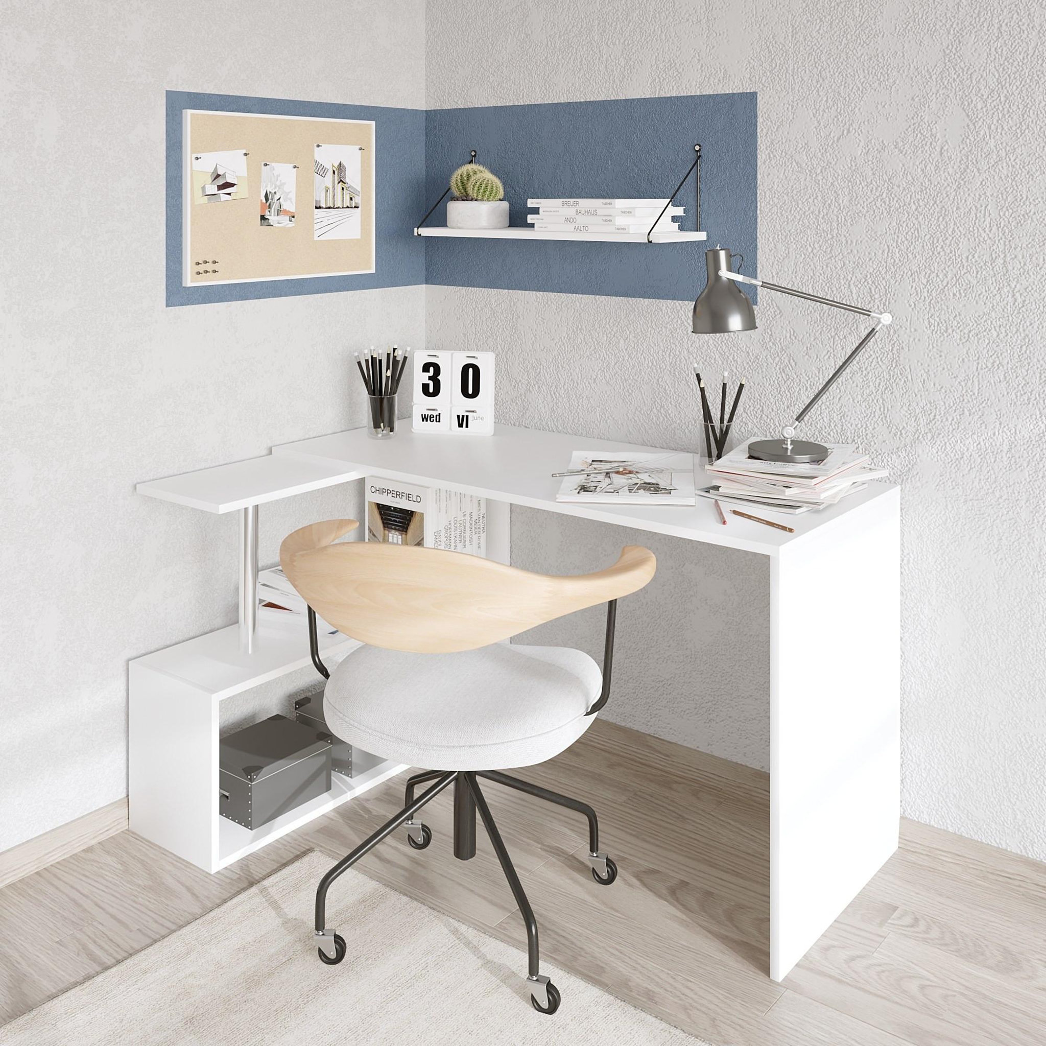 Voir la diapositive 2 : Habitat et Jardin Bureau d'étude en bois  gelincik  - 130 x 109 x 74 cm - blanc