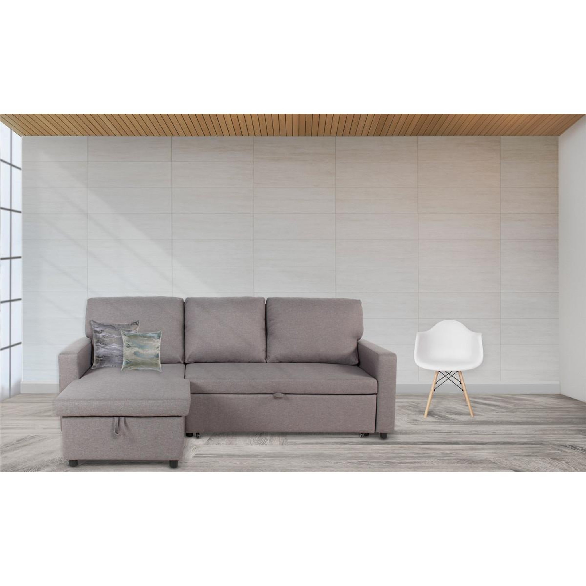 Voir la diapositive 5 : Paris Prix Canapé d'angle gauche convertible  minera  215cm gris