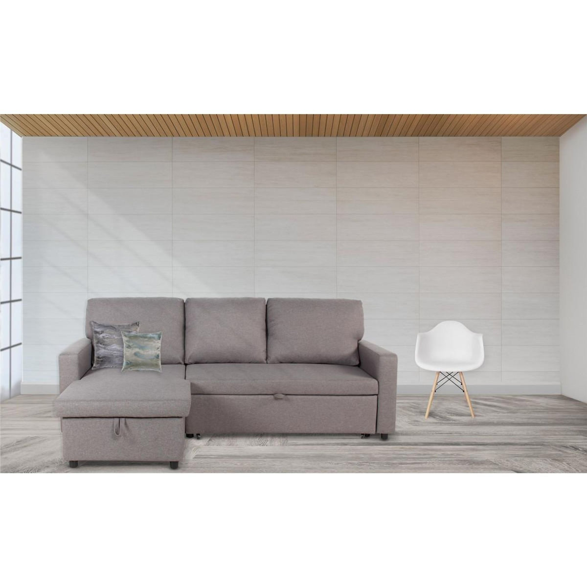 Paris Prix Canapé d'Angle Gauche Convertible  Minera  215cm Gris
