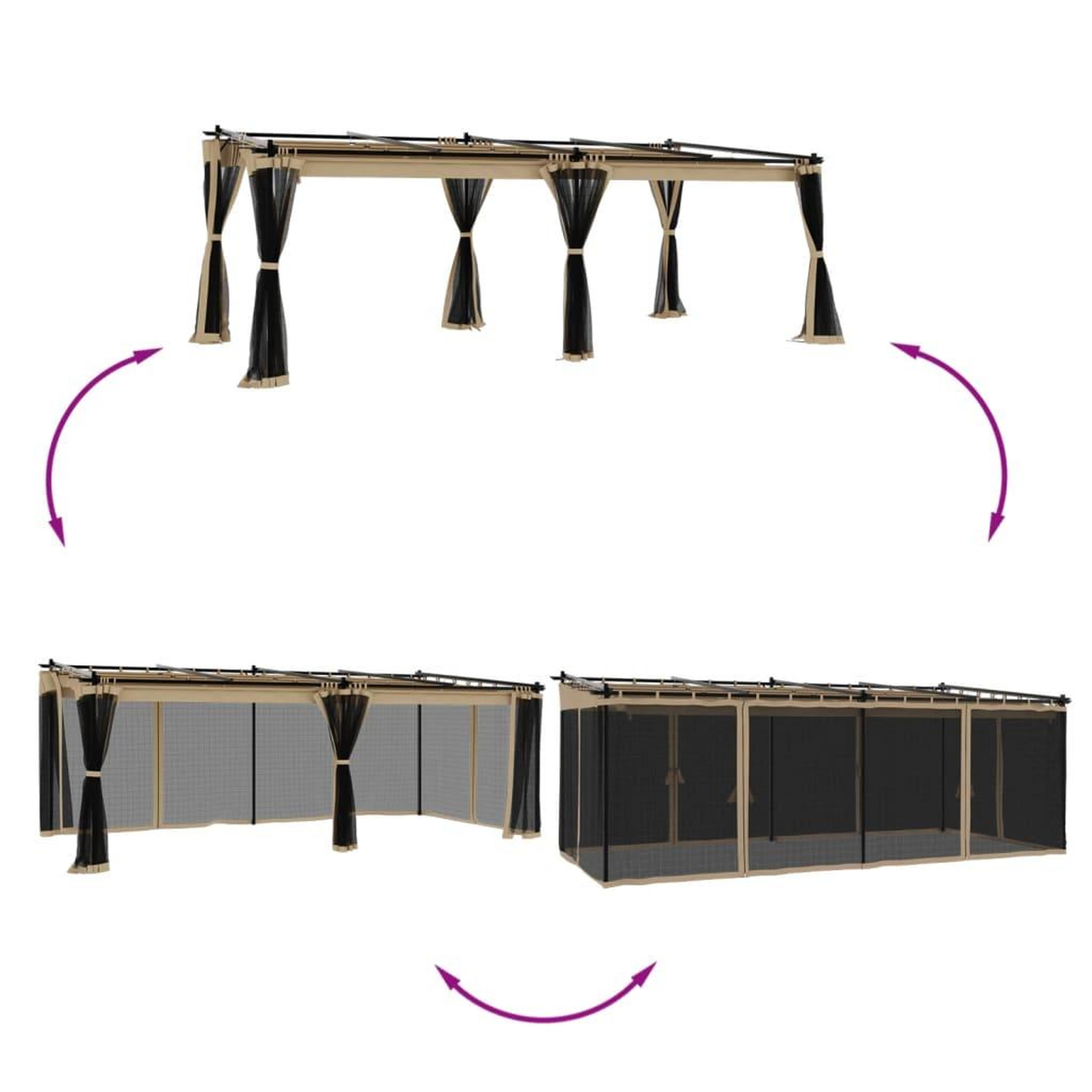Voir la diapositive 3 : VIDAXL Tonnelle avec parois en filet taupe 6x3 m acier