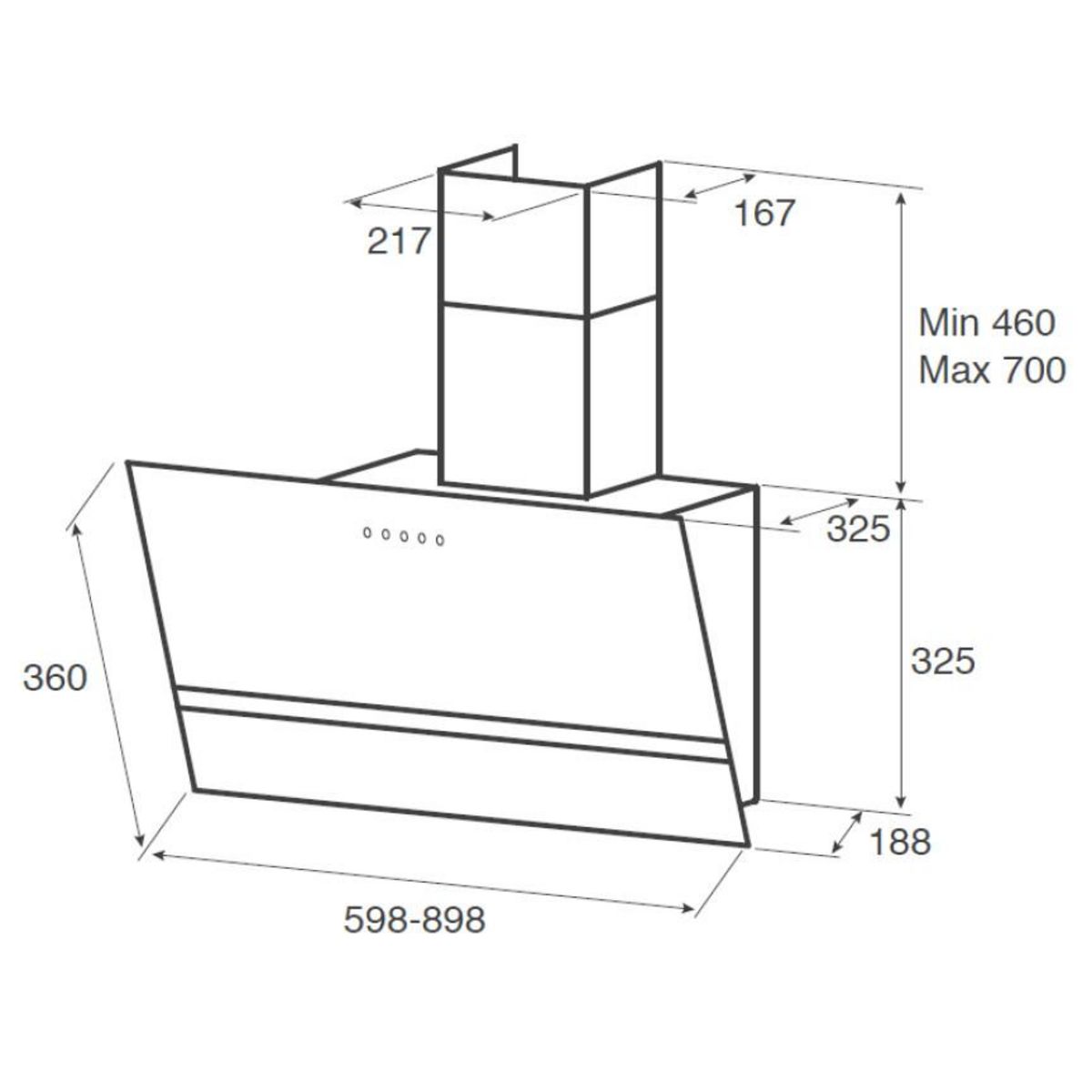 ELICA Hotte décorative inclinée 90cm 713m3/h blanc - prf0119829