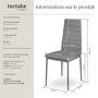 Voir la diapositive 6 : tectake Ensemble de chaises de salle à manger rembourrées avec revêtement aspect cuir gris Lot de 4