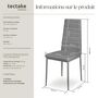 Voir la diapositive 6 : tectake Ensemble de chaises de salle à manger rembourrées avec revêtement aspect cuir gris Lot de 4
