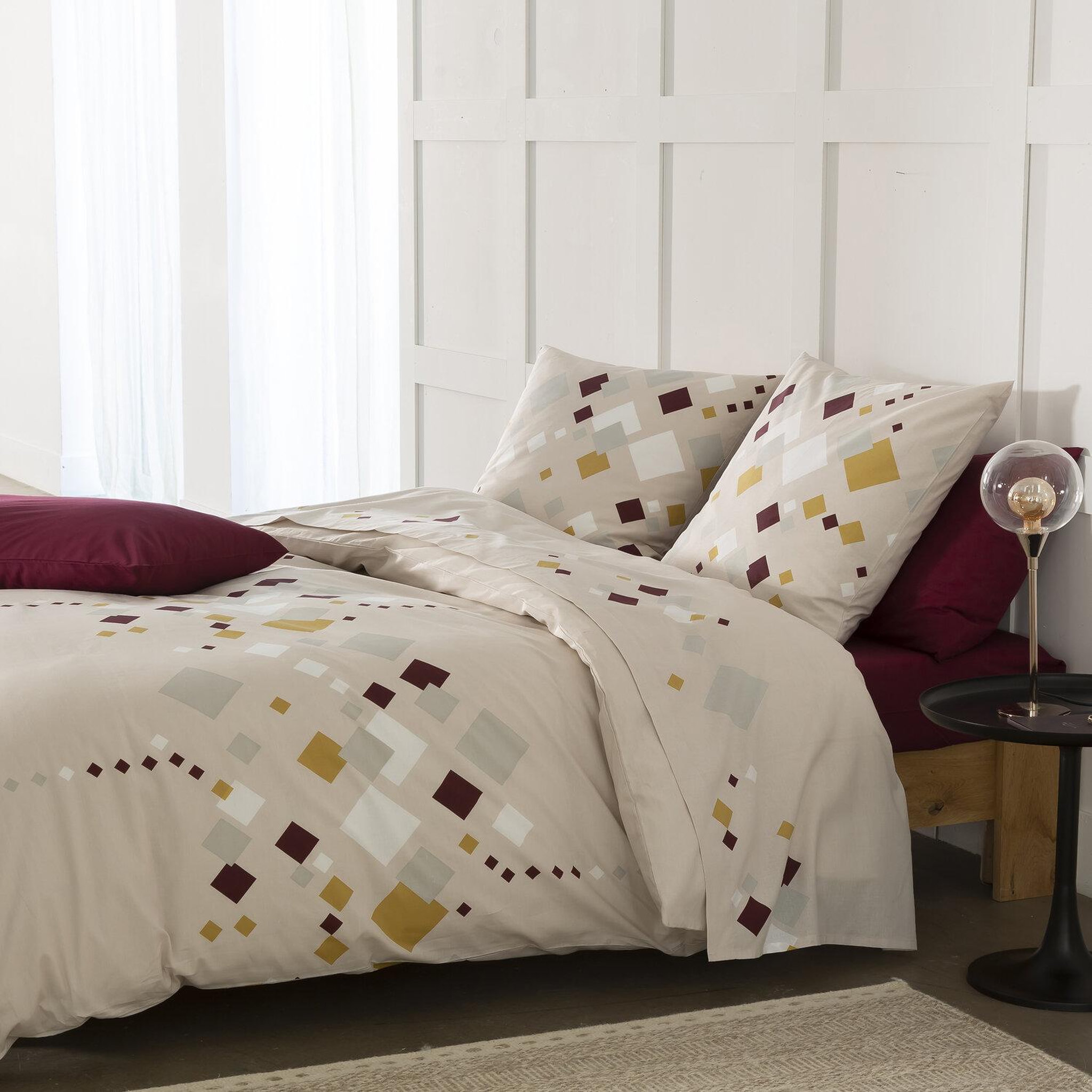 Home collection Parure housse de couette 100% coton 57fils-tigy. Coloris disponibles : Beige