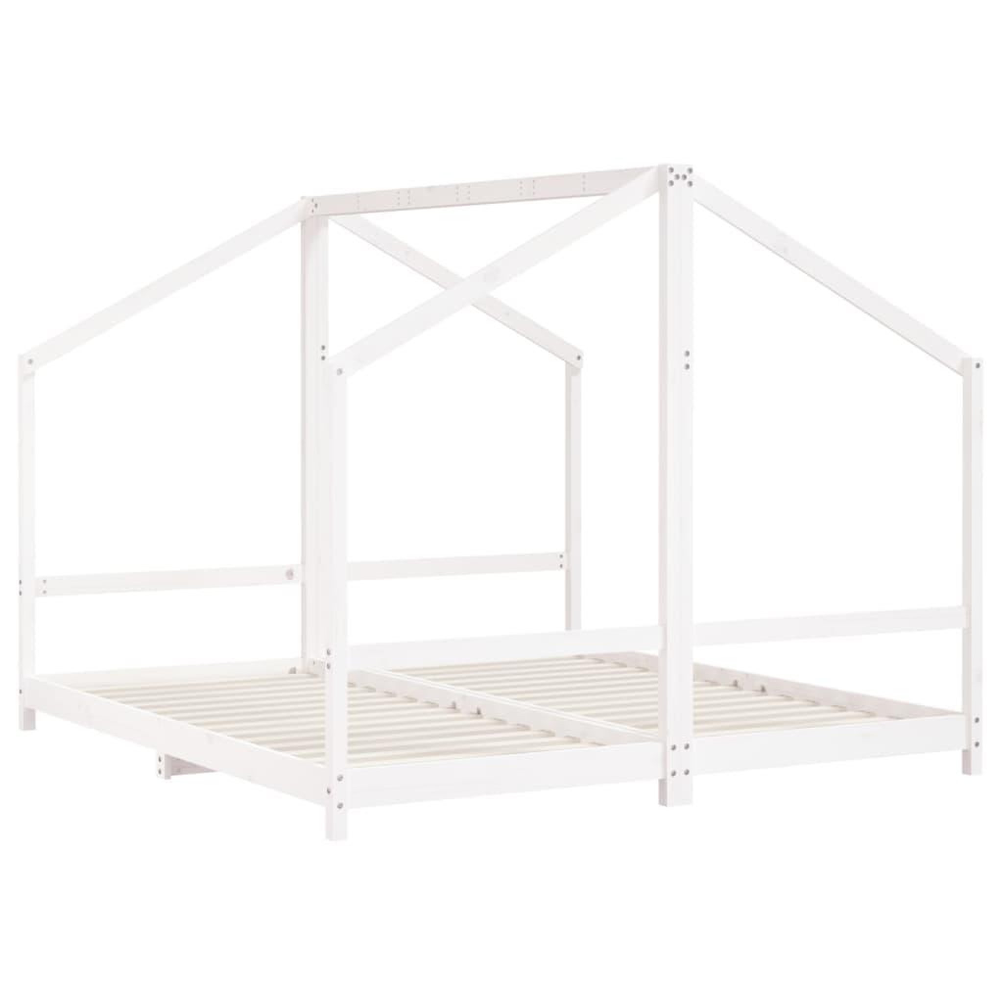 Voir la diapositive 3 : VIDAXL Cadre de lit d'enfant blanc 2x(90x200) cm bois de pin massif