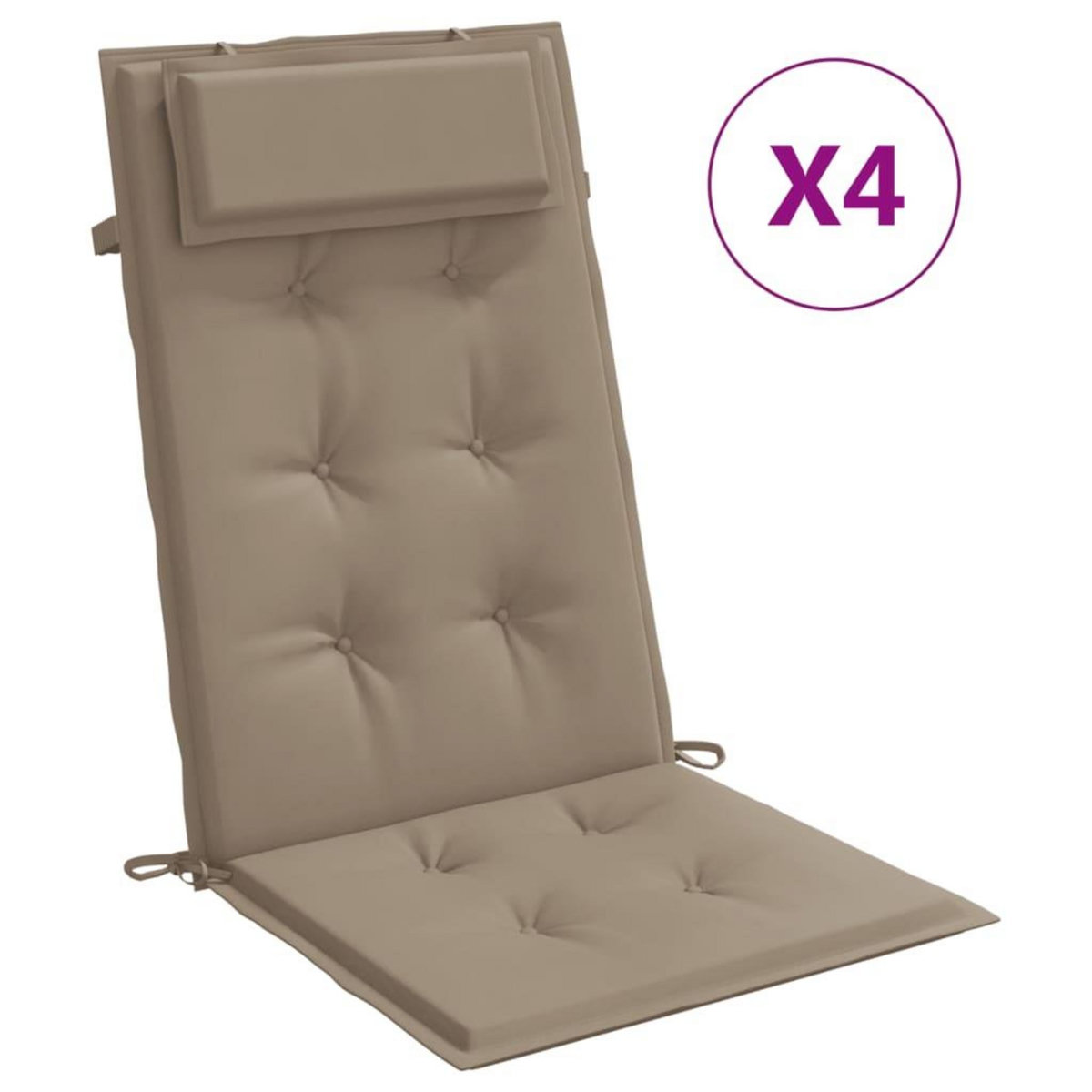 VIDAXL Coussins de chaise a dossier haut lot de 4 taupe tissu oxford