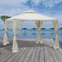 Voir la diapositive 2 : OUTSUNNY Pavillon de jardin tonnelle barnum style colonial double toit toiles moustiquaires amovibles zippées crème