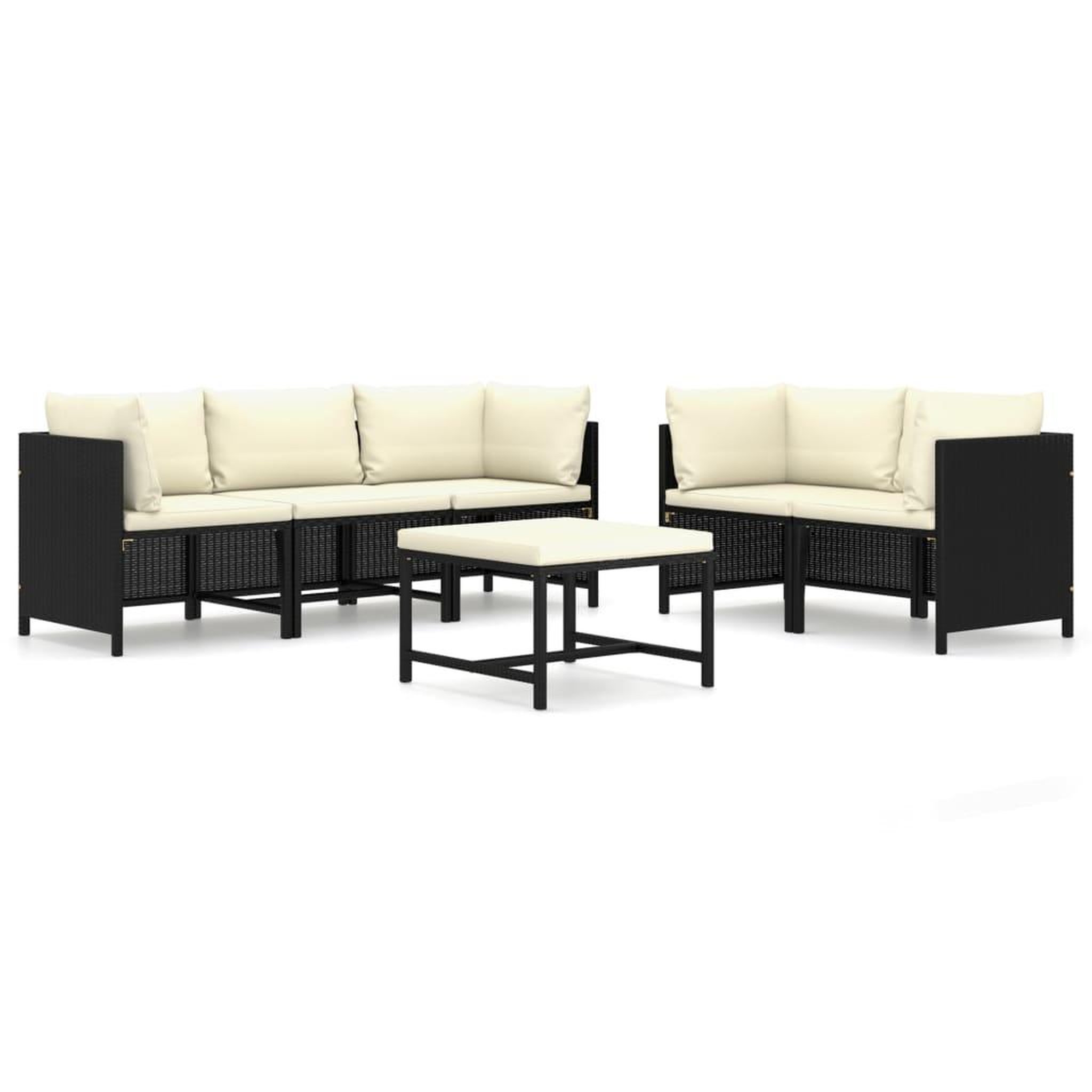 VIDAXL Salon de jardin 6 pcs avec coussins resine tressee noir