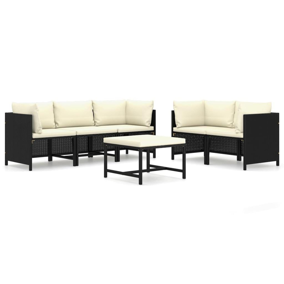 VIDAXL Salon de jardin 6 pcs avec coussins Resine tressee Noir