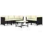 Voir la diapositive 1 : VIDAXL Salon de jardin 6 pcs avec coussins Resine tressee Noir