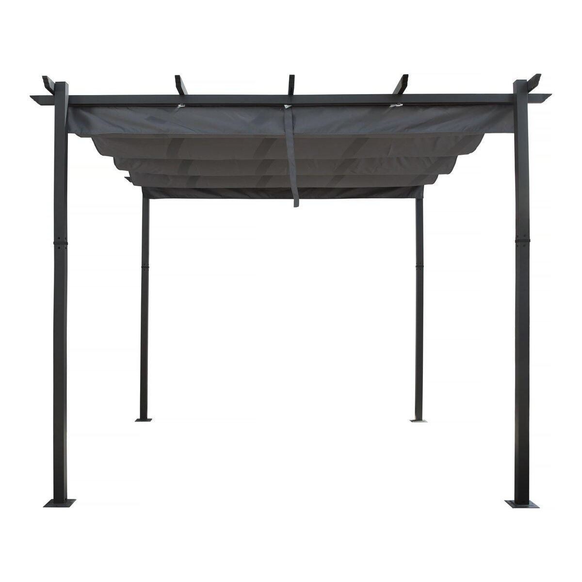 Habitat et Jardin Pergola en aluminium avec toit rétractable - 3 x 3 m - Gris