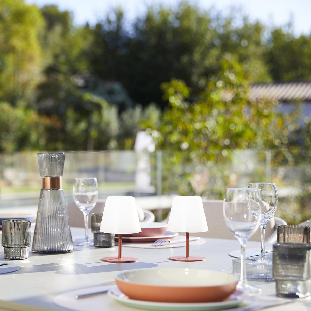 Lumisky Set de 2 lampes de table TWINS Terracotta Plastique H16cm