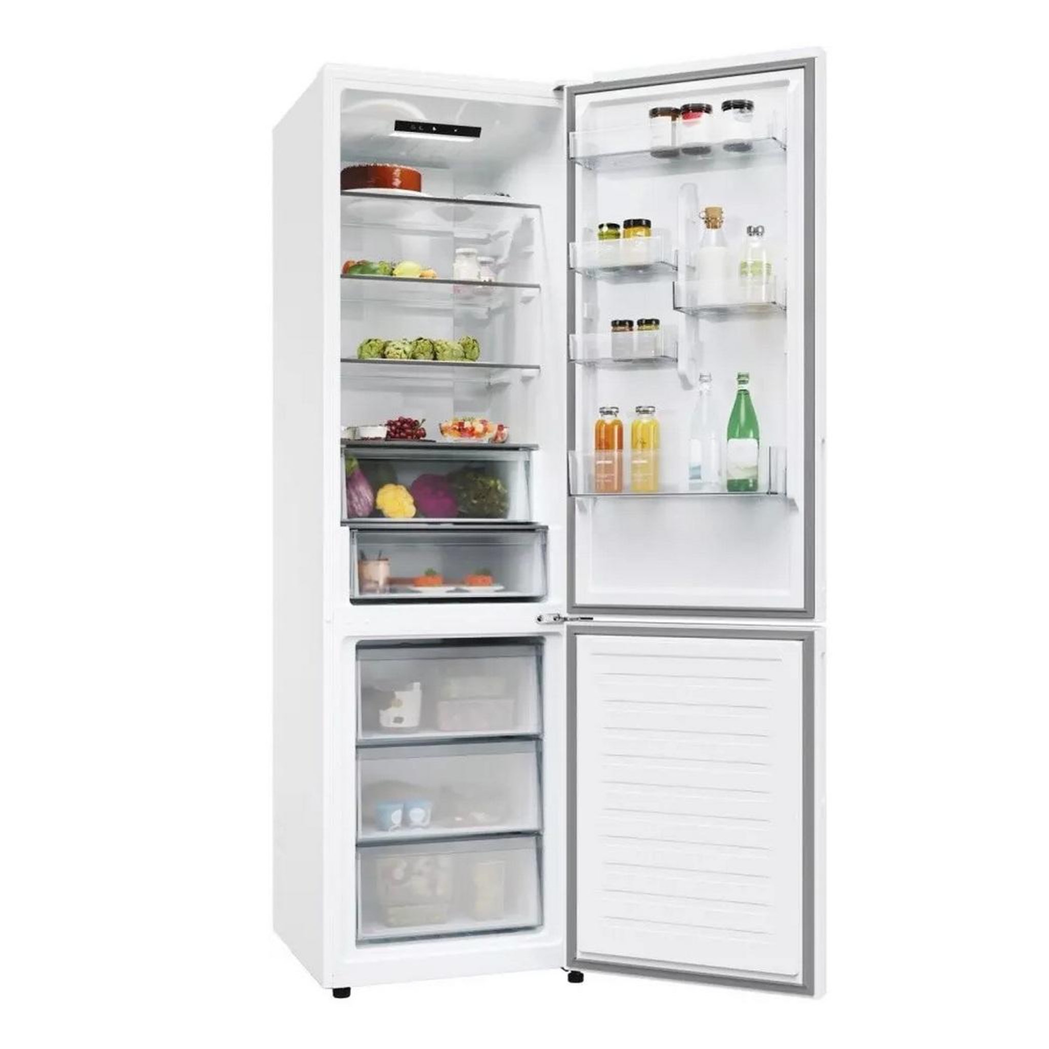 Voir la diapositive 6 : Candy Réfrigérateur combiné 60cm 409l no frost blanc - CNCQ2T620EW