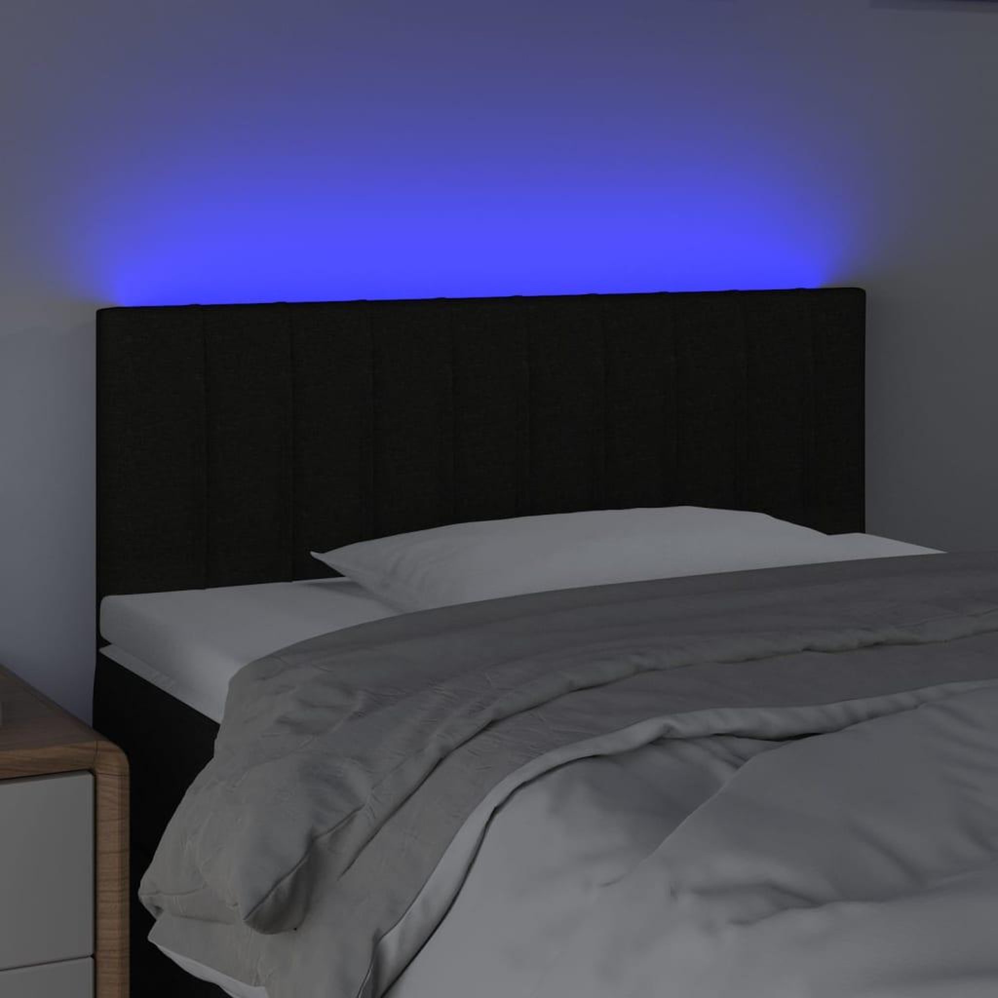 Voir la diapositive 3 : VIDAXL Tete de lit a LED Noir 90x5x78/88 cm Tissu