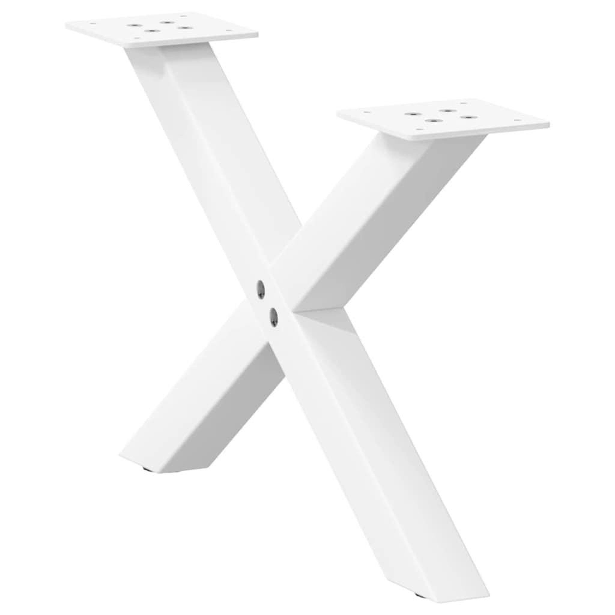 VIDAXL Pieds de table basse forme de X 2 pcs blanc 50x(30-31) cm acier