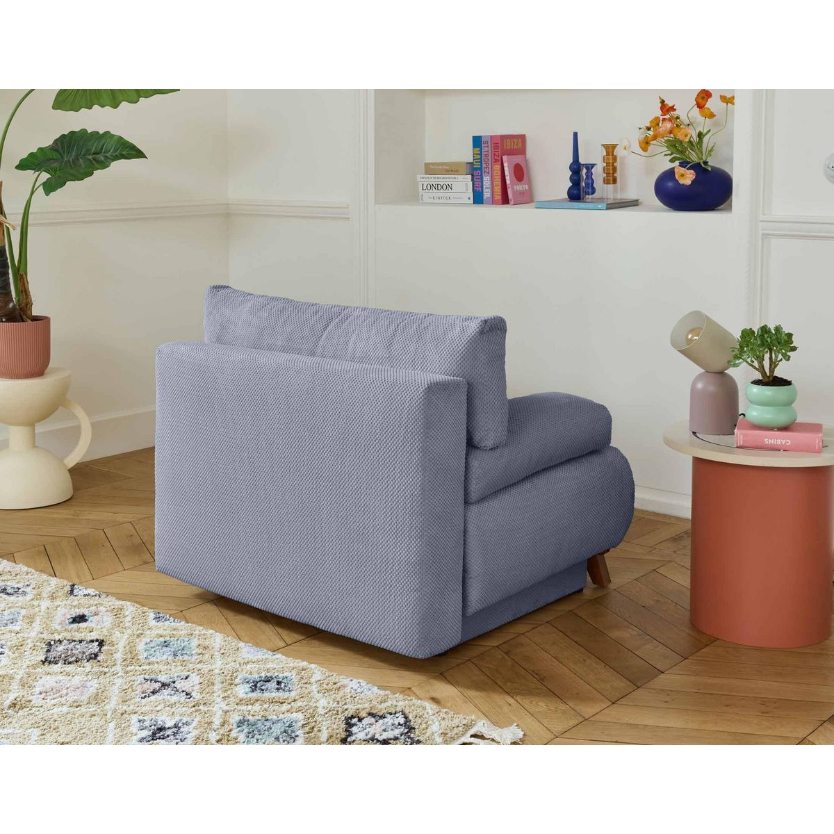 BEST MOBILIER Cristal - fauteuil - convertible avec coffre - en velours texturé