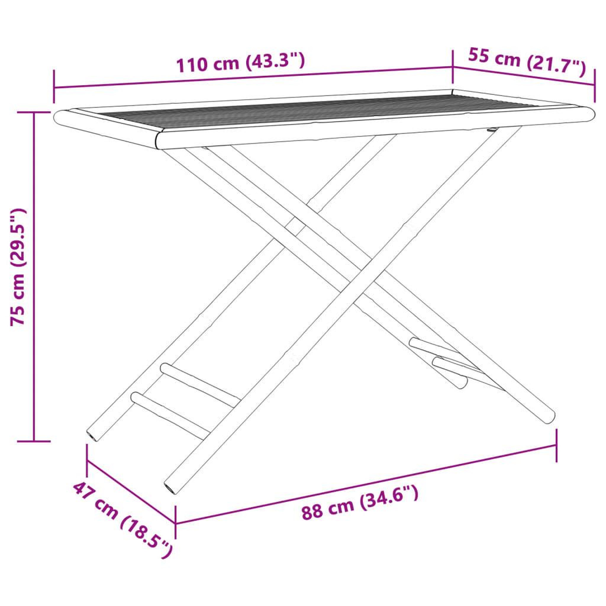 Voir la diapositive 6 : VIDAXL Table de jardin pliable 110x55x75 cm bambou