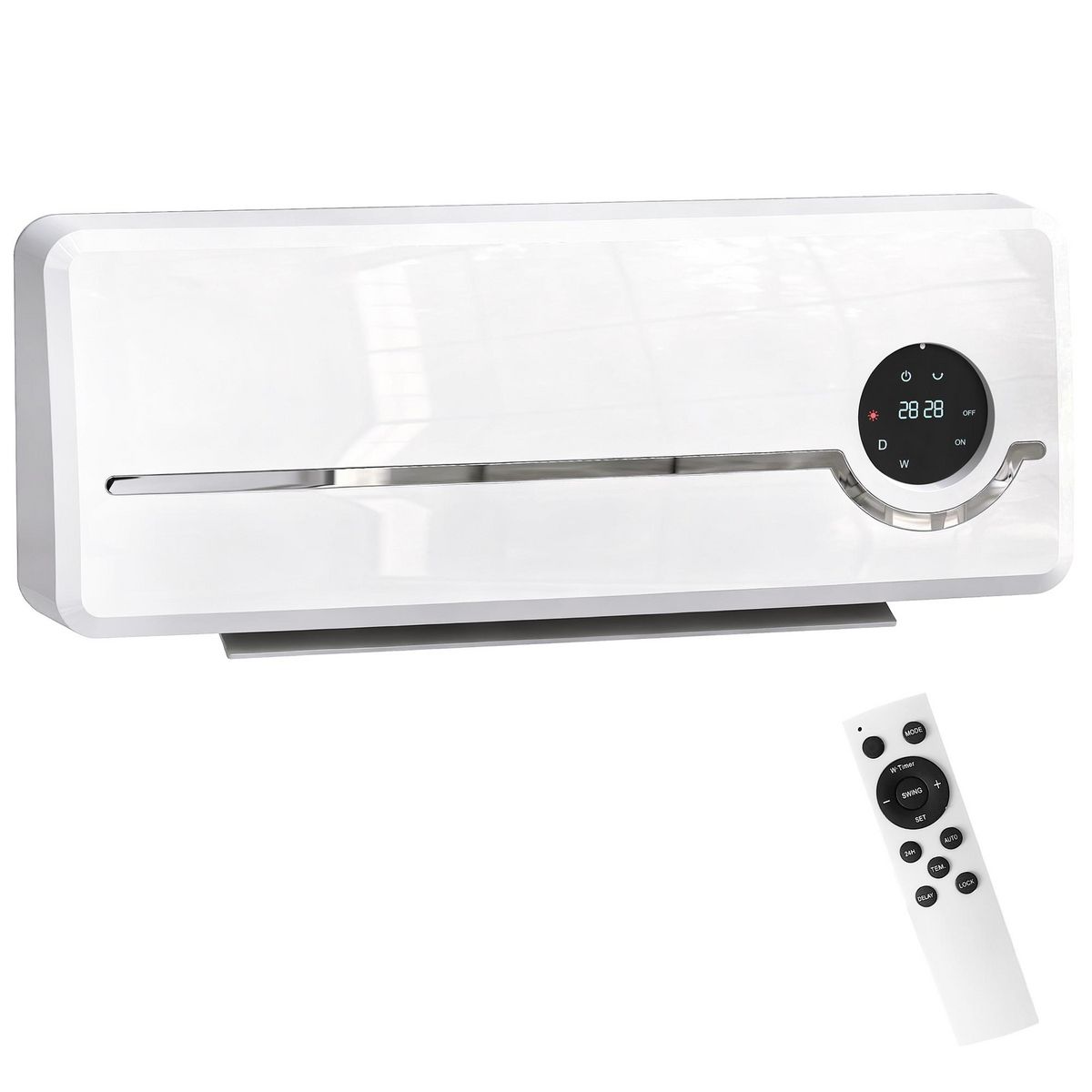 HOMCOM Chauffage soufflant mural 2000W chauffage céramique PTC radiateur réglable timer oscillant télécommande blanc