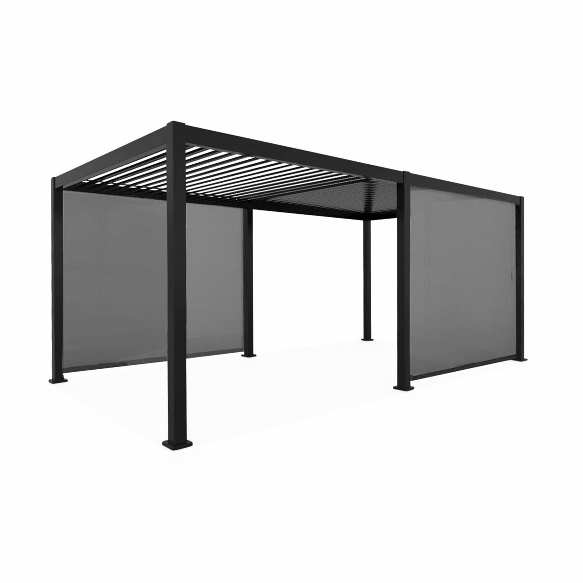 SWEEEK Pergola Bioclimatique gris anthracite 300x600cm. aluminium à lames orientables + 2 stores 3m
