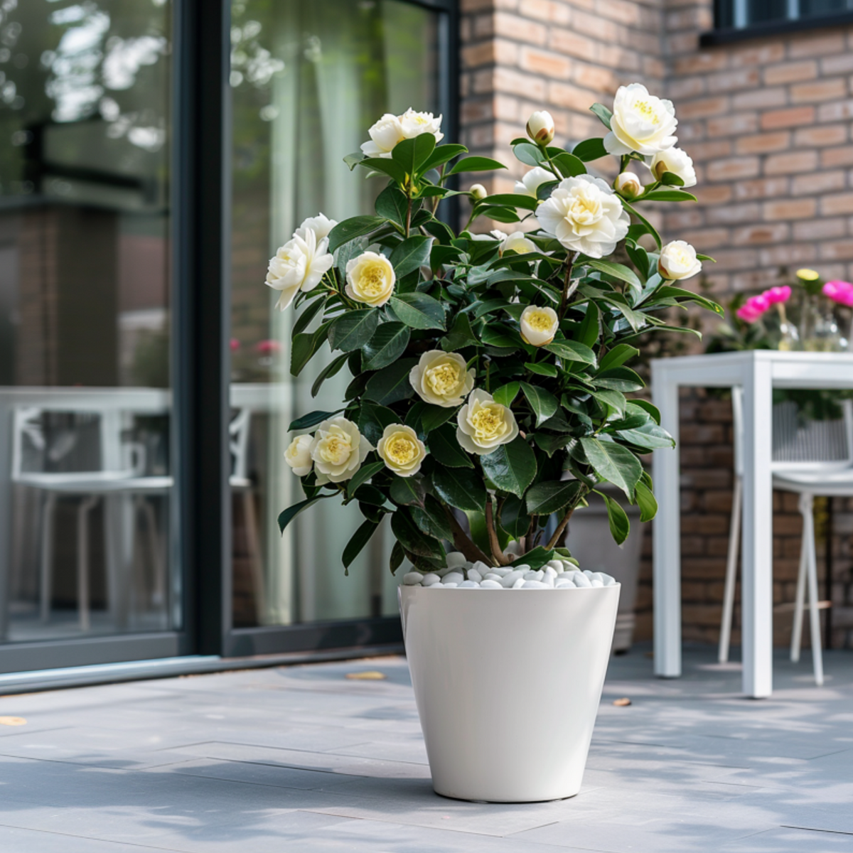 PLANT IN A BOX Camélia - Set de 2 - Camellia japonica 'Brush Field' - Hauteur 50-60cm - ⌀15cm