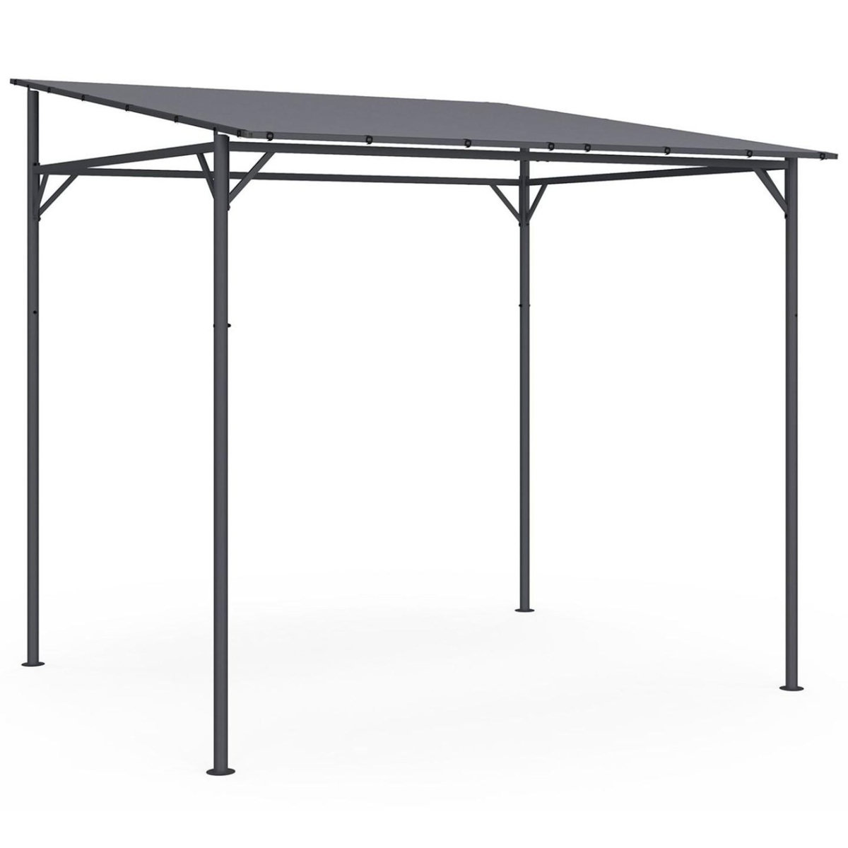 ID MARKET Pergola adossée 4 pieds 2,3 x 2,4 M tonnelle de jardin en acier avec toile gris anthracite