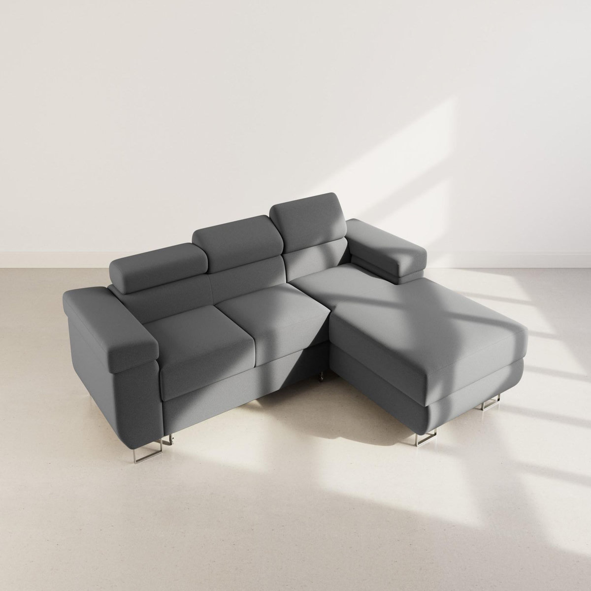 BEST MOBILIER Pablo - canapé d'angle droit - 6 places - convertible avec coffre et têtières réglables - en velours