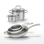 ELO Lot 3 Poêles 24/28/32cm & 2 Faitouts 12/20cm Elo Relief Evolution