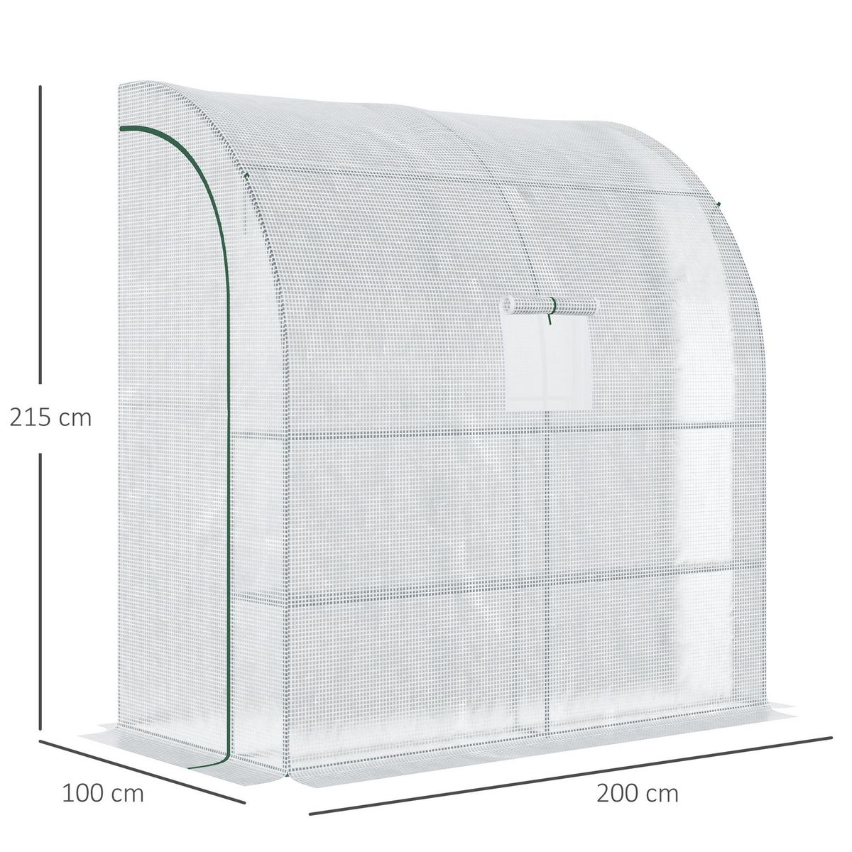 OUTSUNNY Serre de jardin adossée serre adossée dim. 2L x 1l x 2,13H m 4 étagères 2 portes zippées 1 fenêtre acier PE haute densité blanc