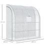 Voir la diapositive 3 : OUTSUNNY Serre de jardin adossée serre adossée dim. 2L x 1l x 2,13H m 4 étagères 2 portes zippées 1 fenêtre acier PE haute densité blanc
