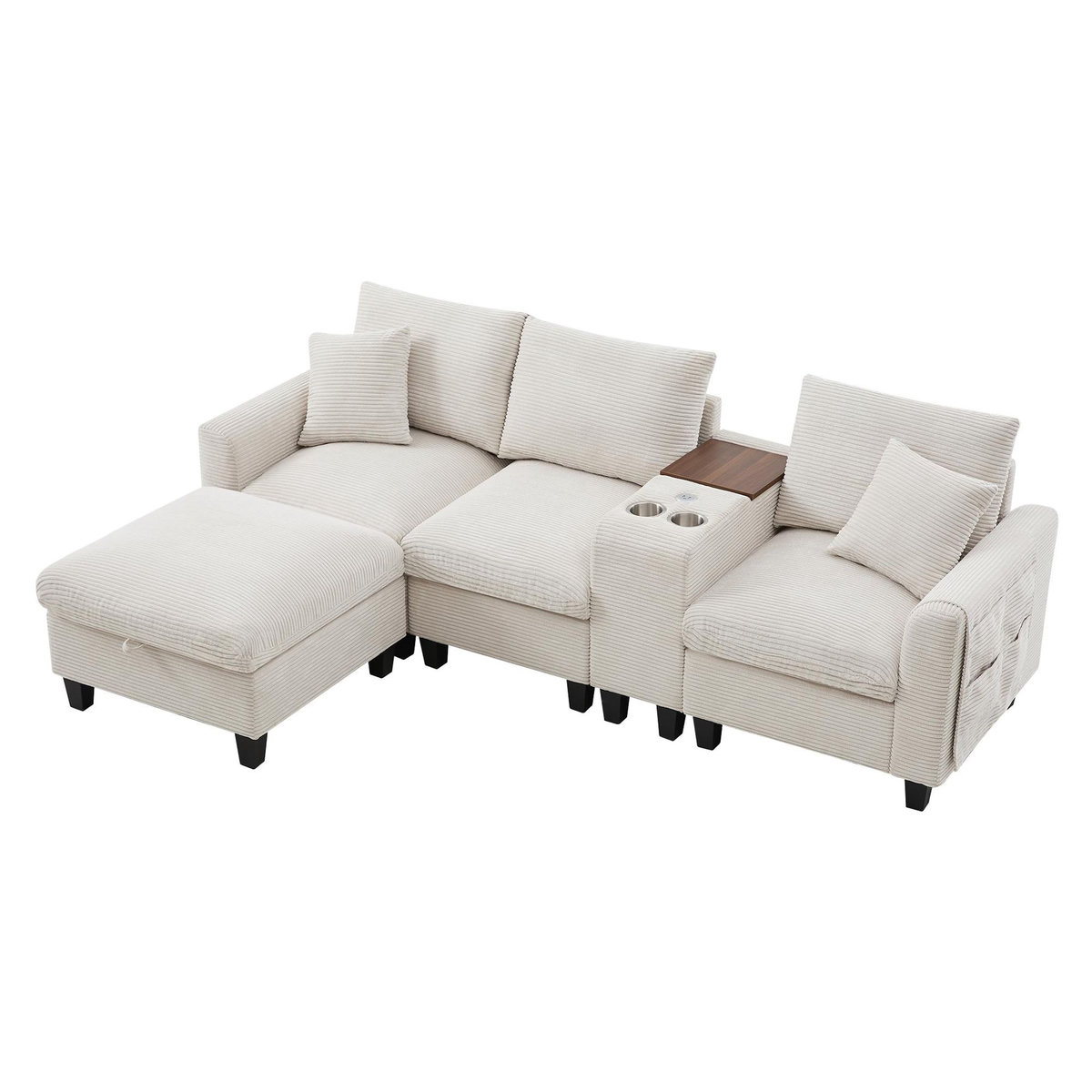 MERAX Canapé d'angle réversible fixe 4 places tissu