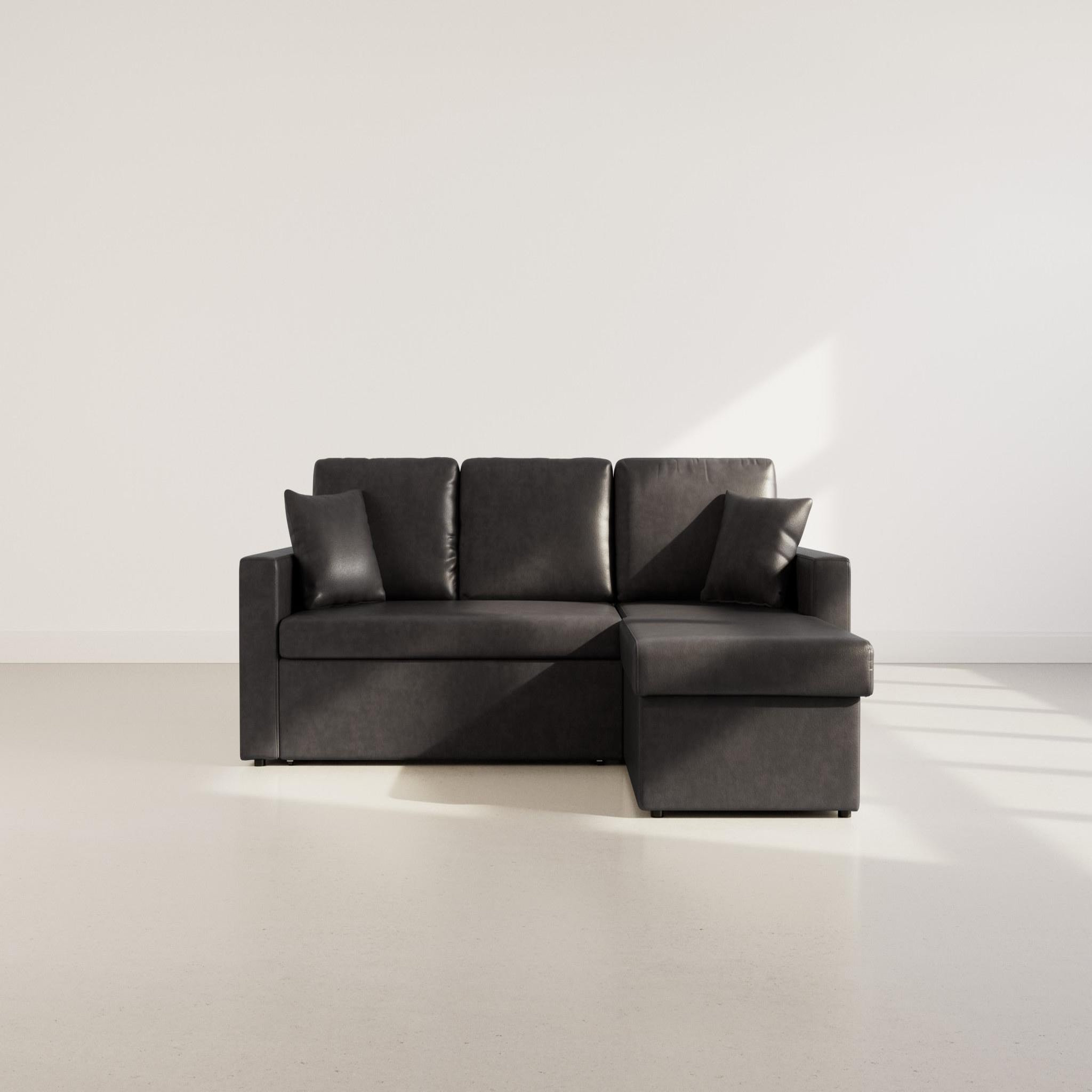 Voir la diapositive 5 : BEST MOBILIER Cyrus - canapé d'angle réversible 4 places - convertible avec coffre - en simili