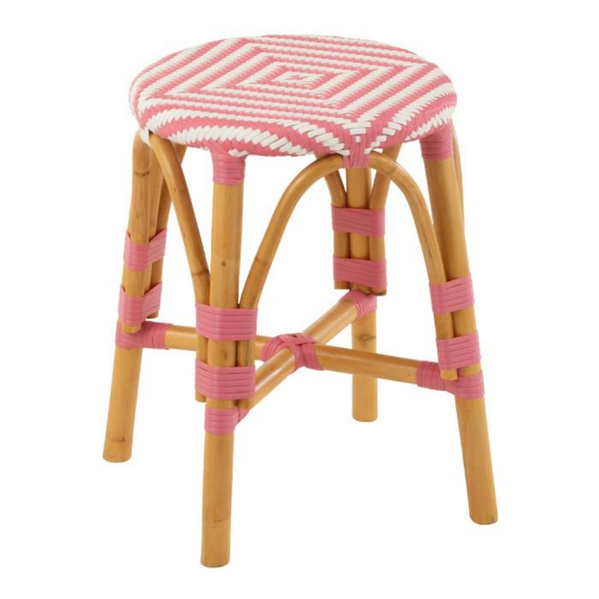 Paris Prix Tabouret en Rotin  Danial  44cm Rose
